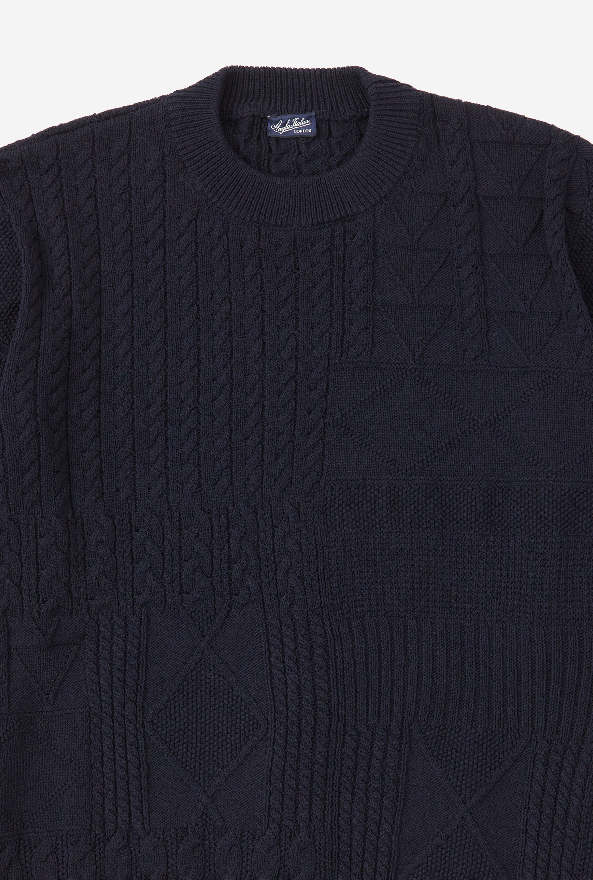 Crewneck Cotton Navy Patchwork