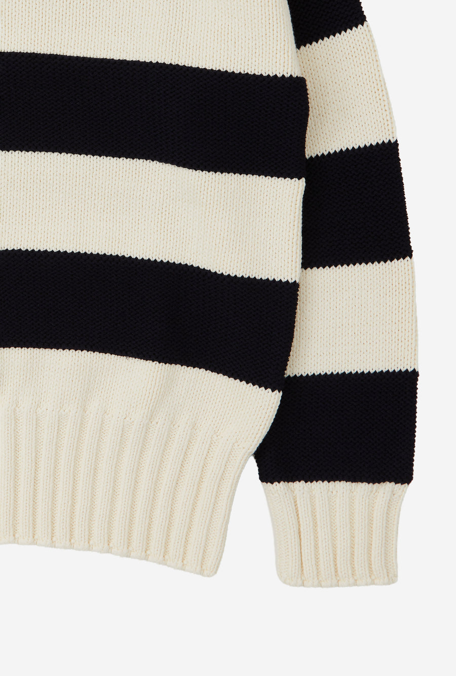 Mockneck Cotton Ecru Navy Stripe
