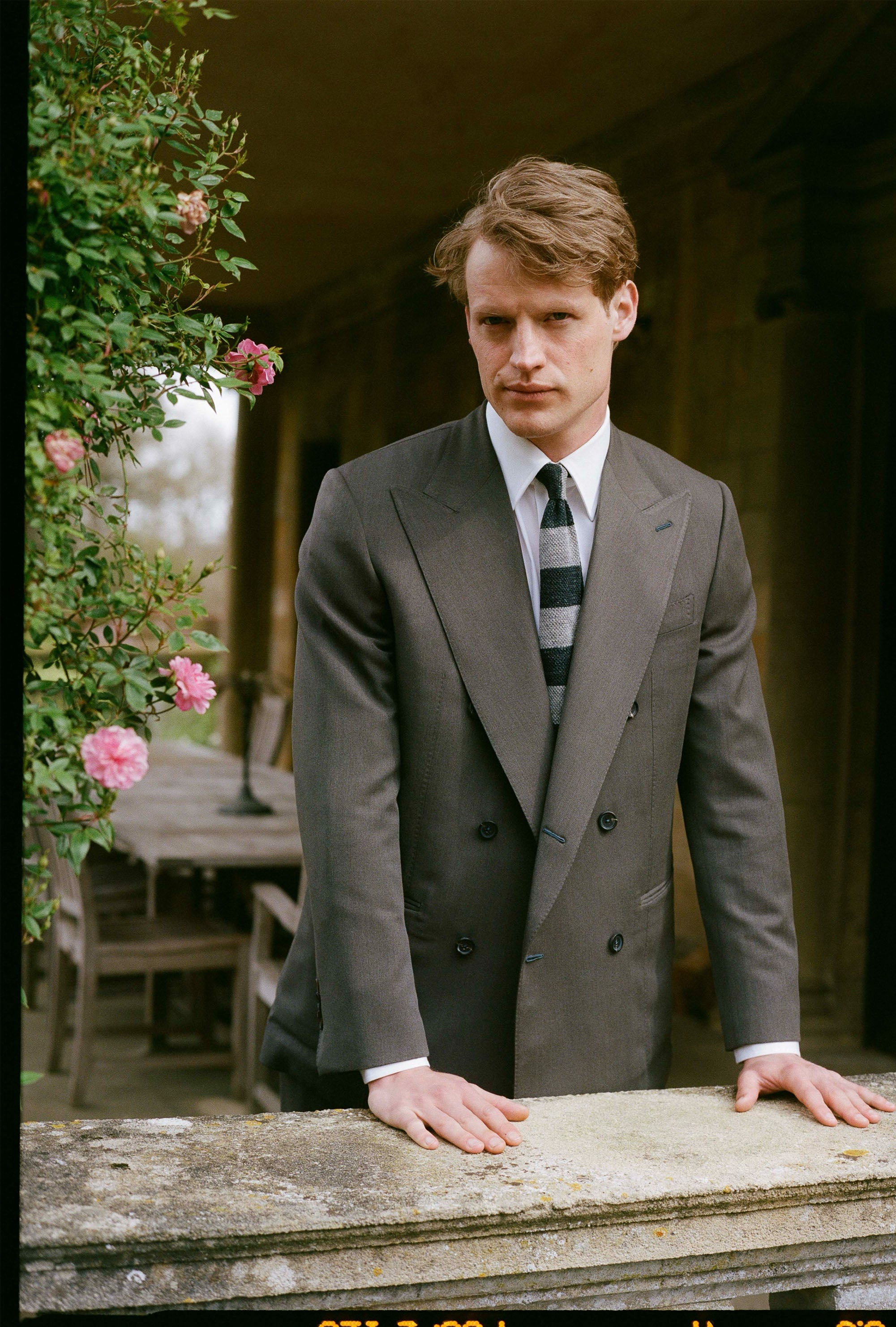 Suit Double Breasted Olive Wool Gabardine