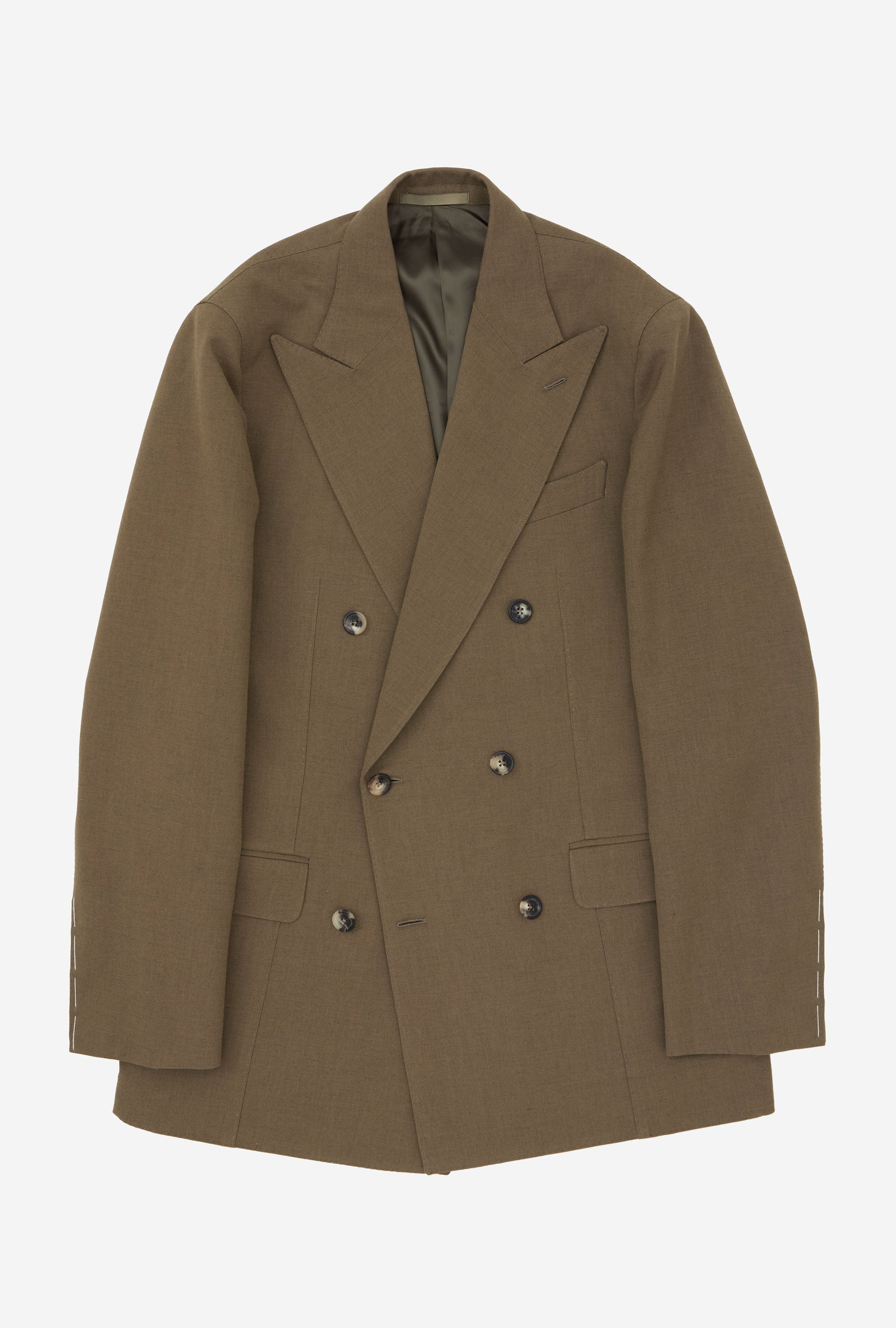 Suit Double Breasted Wool Cotton Khaki