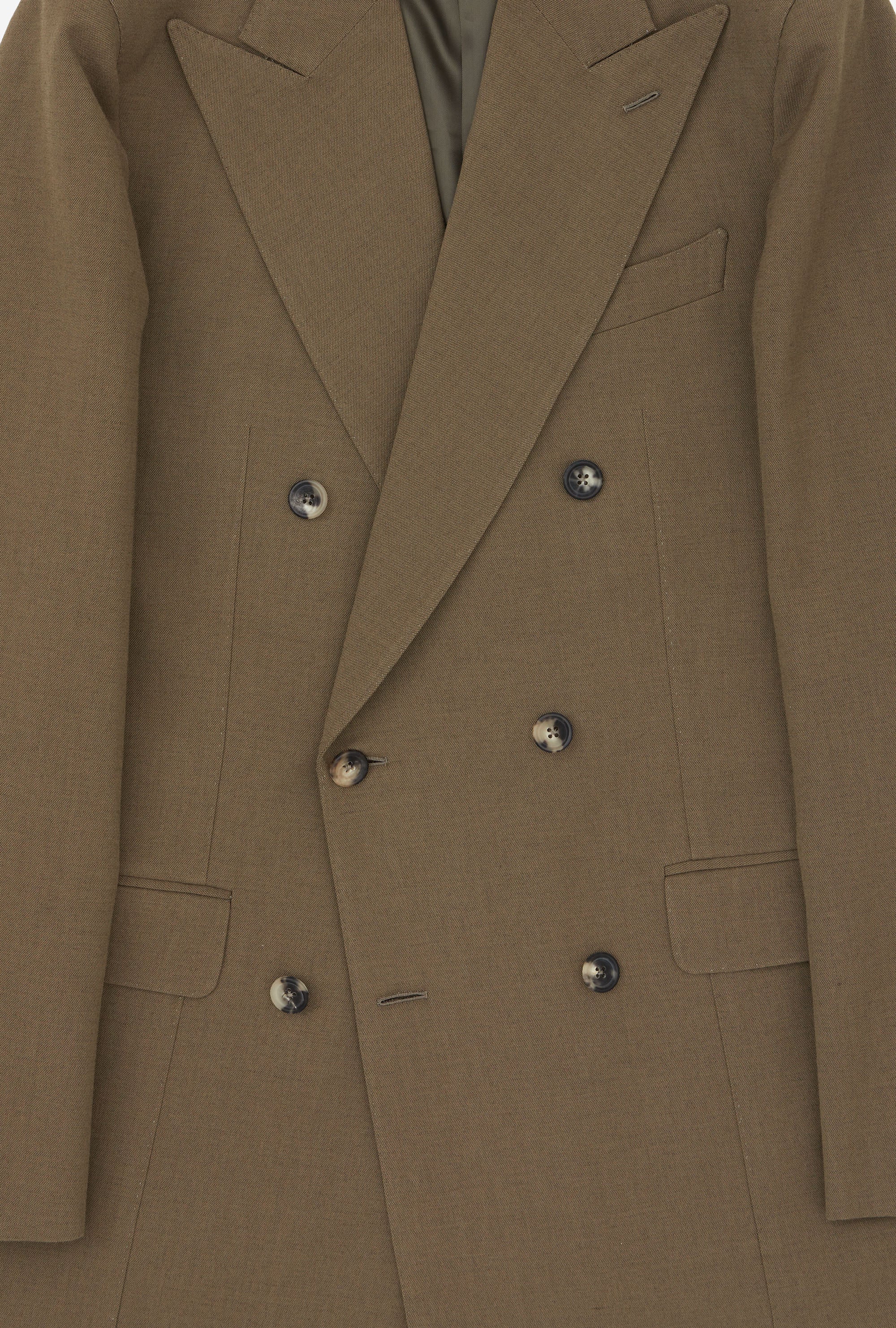 Suit Double Breasted Wool Cotton Khaki