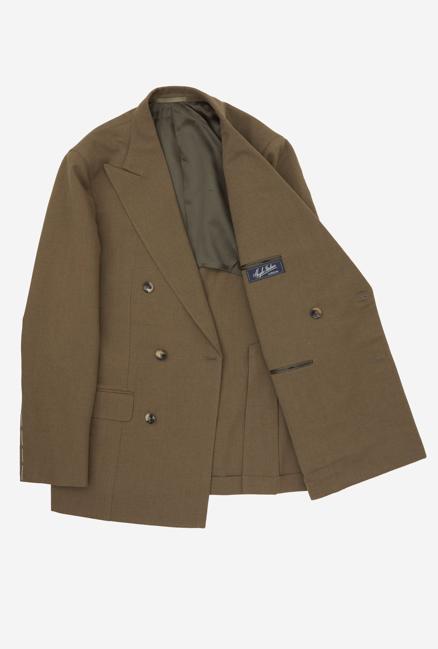 Suit Double Breasted Wool Cotton Khaki