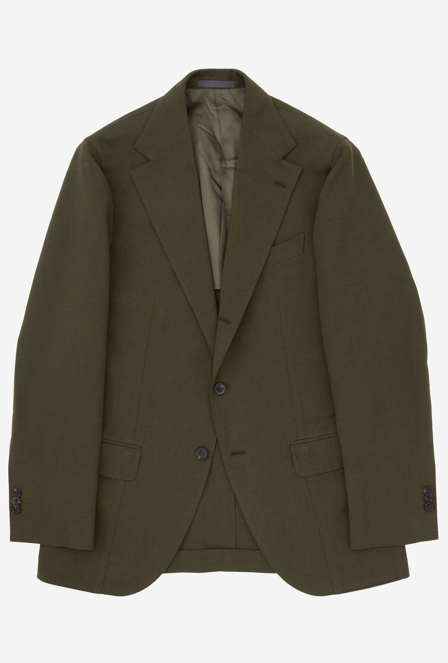 Suit Single Breasted Wool Cotton Olive