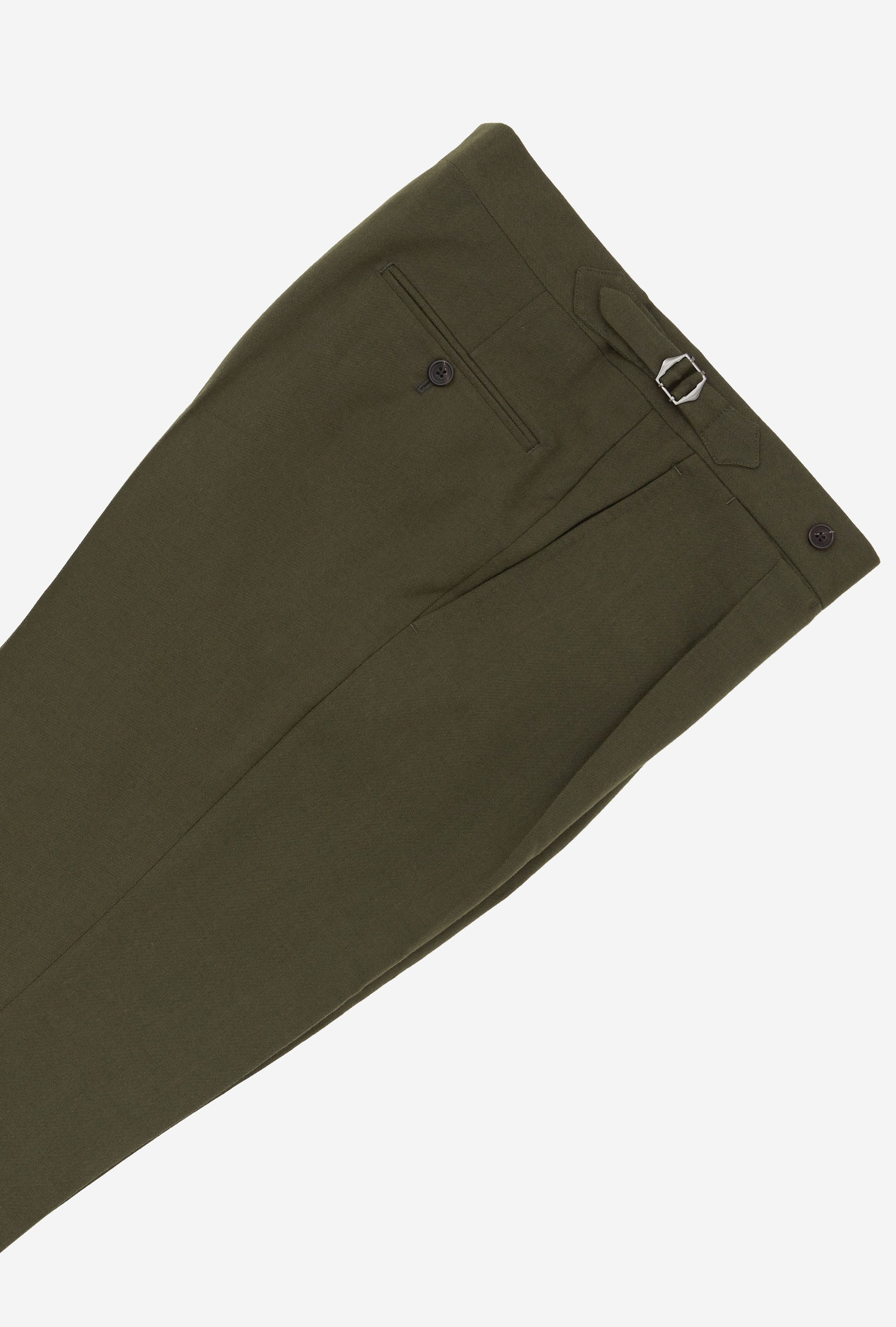 Suit Single Breasted Wool Cotton Olive