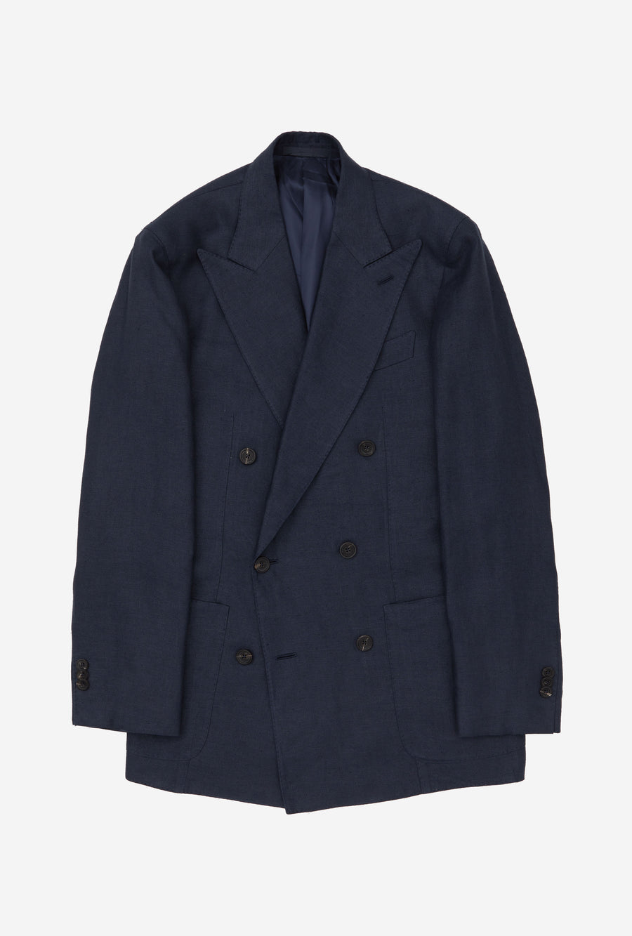 Sport Jacket Double Breasted Hemp-Linen Twill Navy