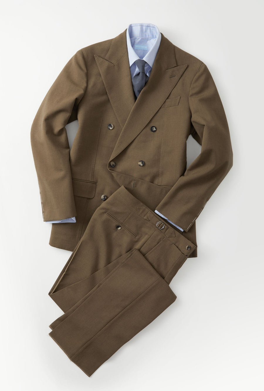 Suit Double Breasted Wool Cotton Khaki