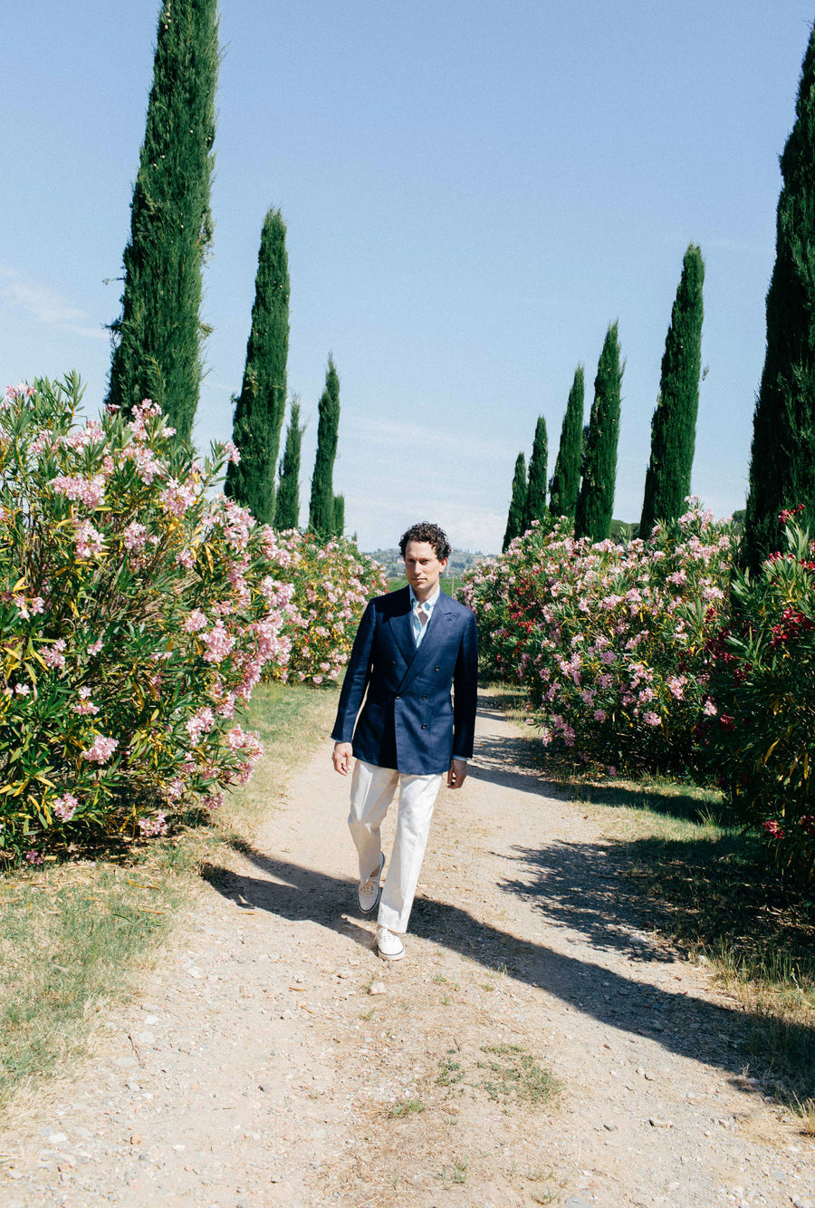 Sport Jacket Double Breasted Hemp-Linen Twill Navy