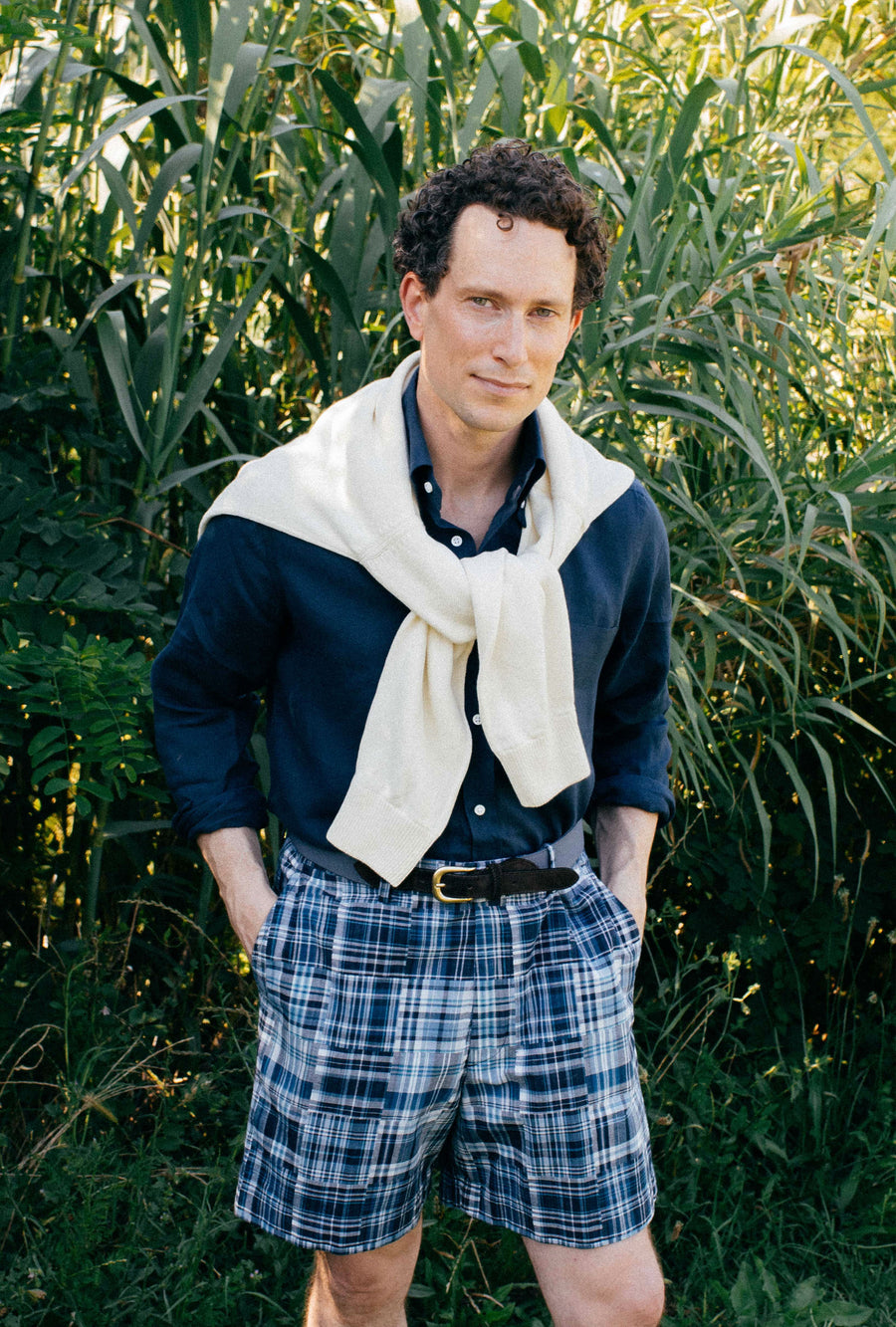 Madras Shorts Patchwork Blue