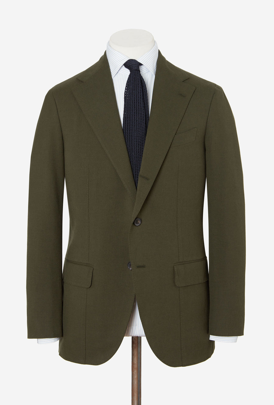 Suit Single Breasted Wool Cotton Olive