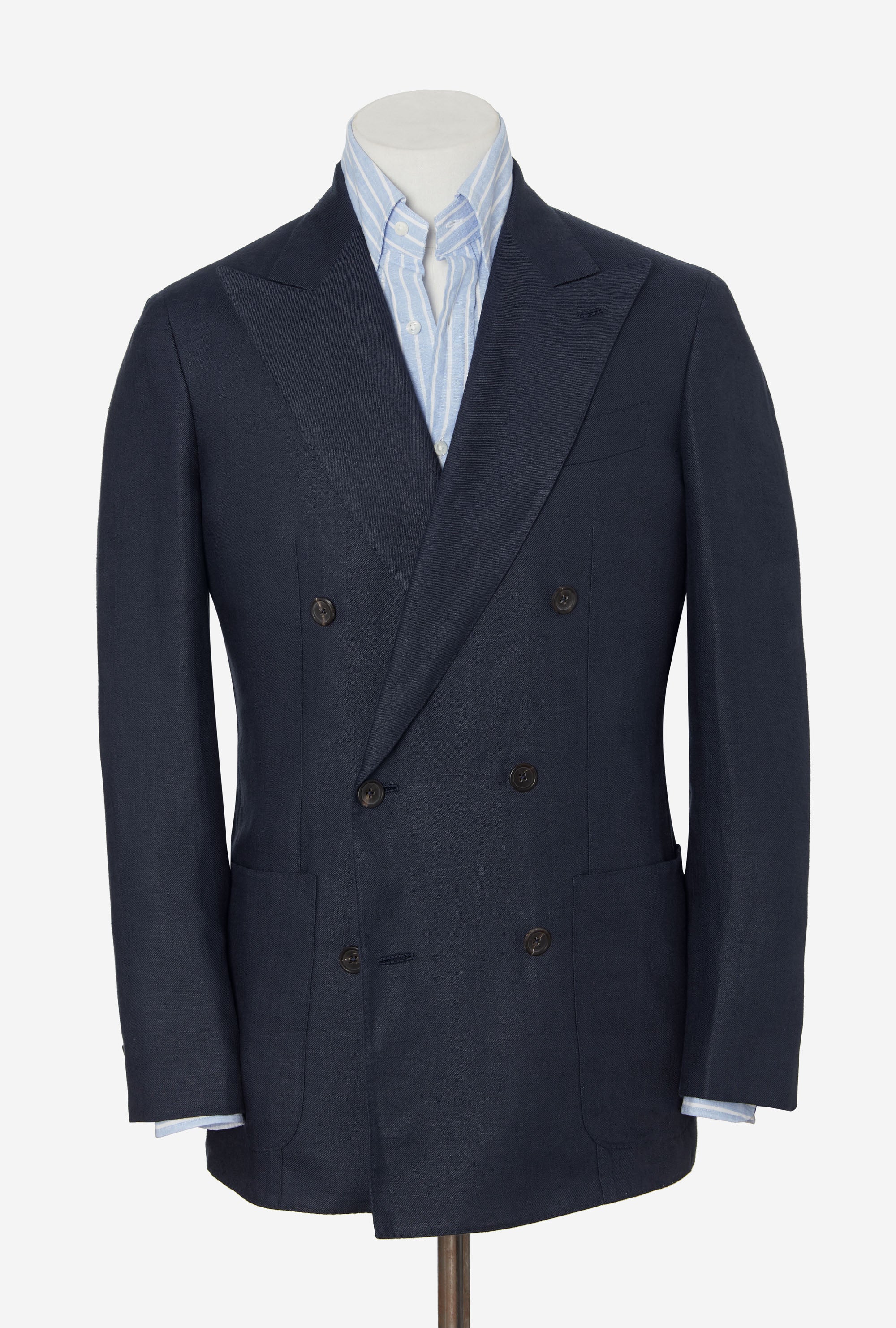 Sport Jacket Double Breasted Hemp-Linen Twill Navy