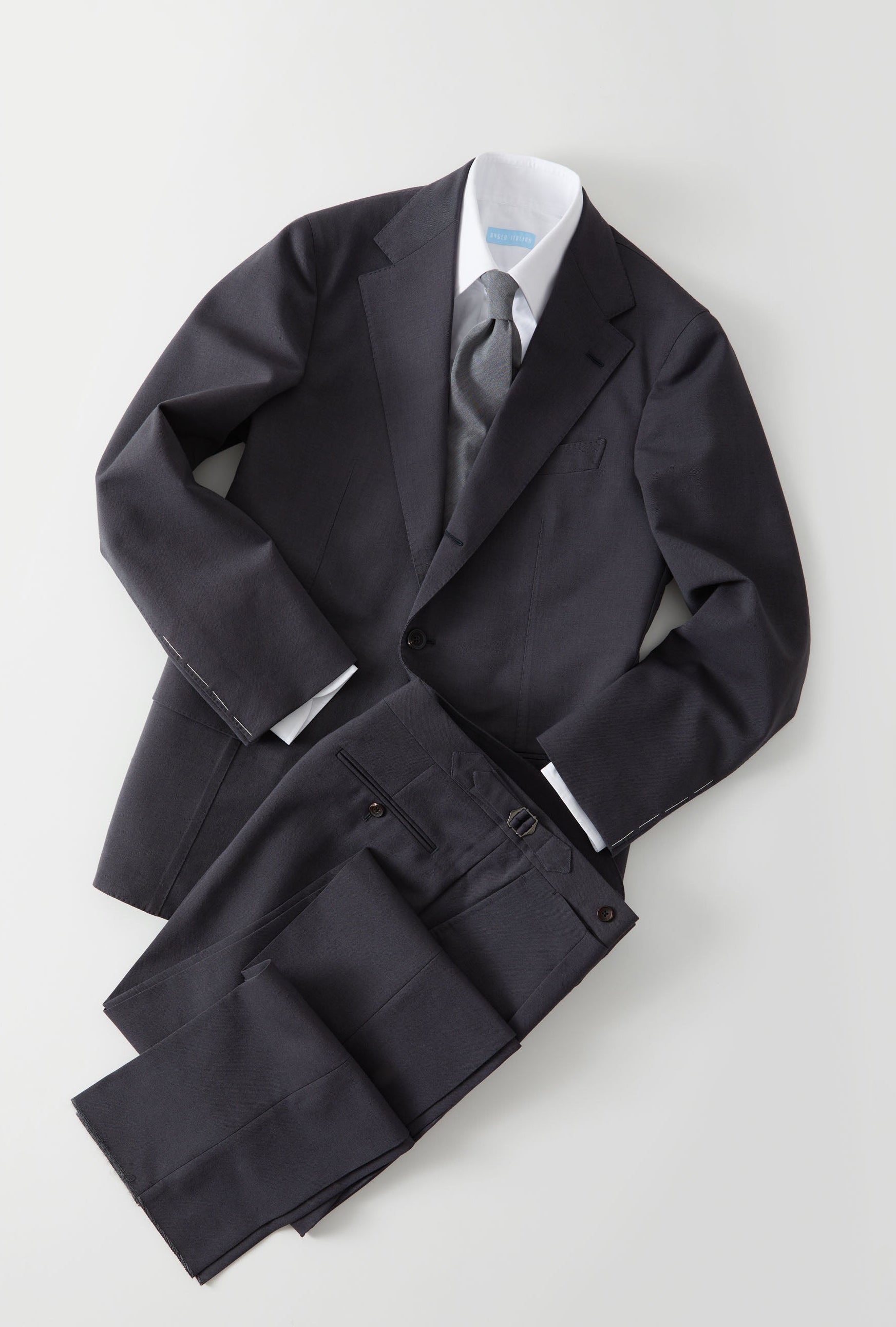 Suit Single Breasted Wool Cotton Grey