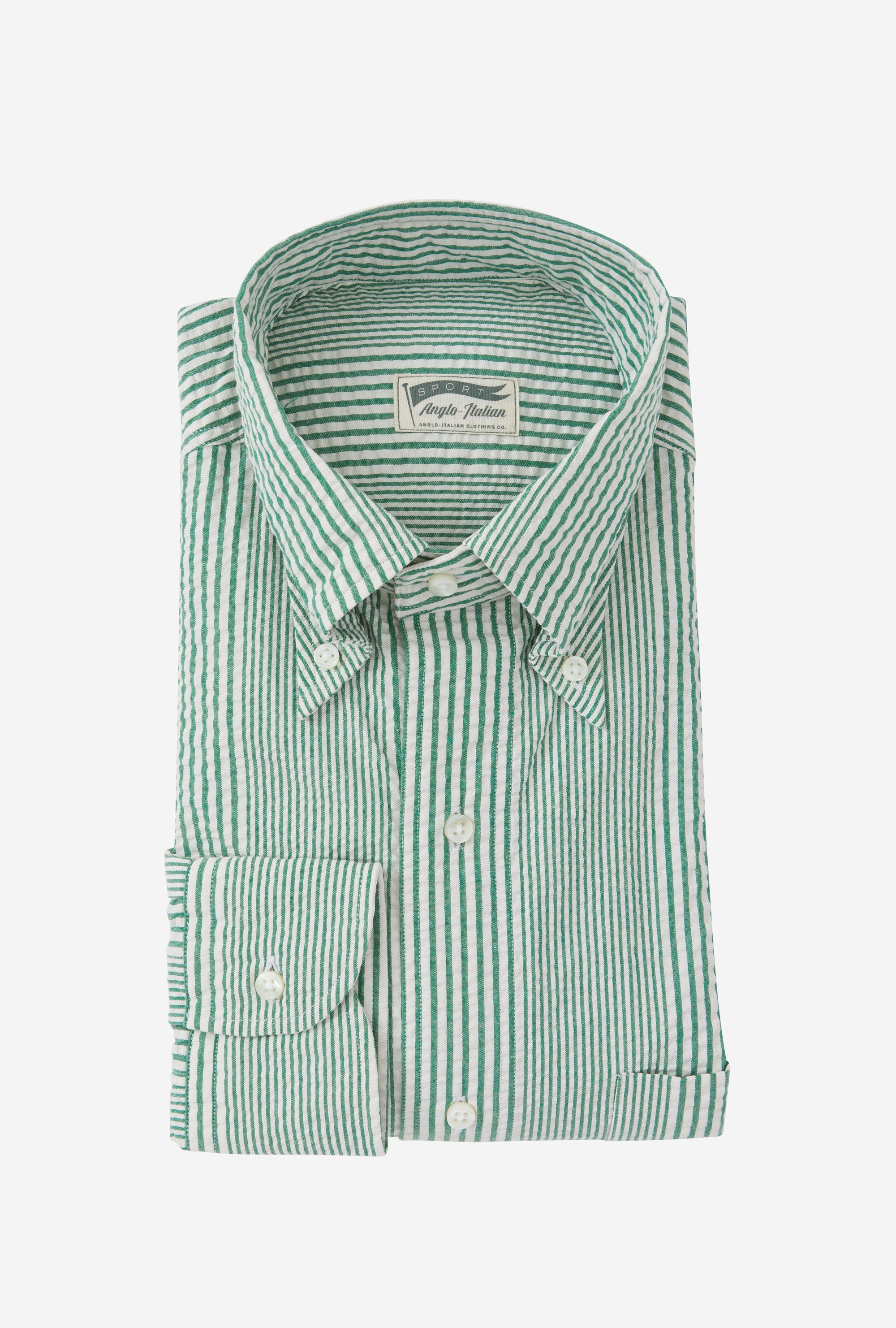 Grande Shirt Seersucker Emerald Stripe