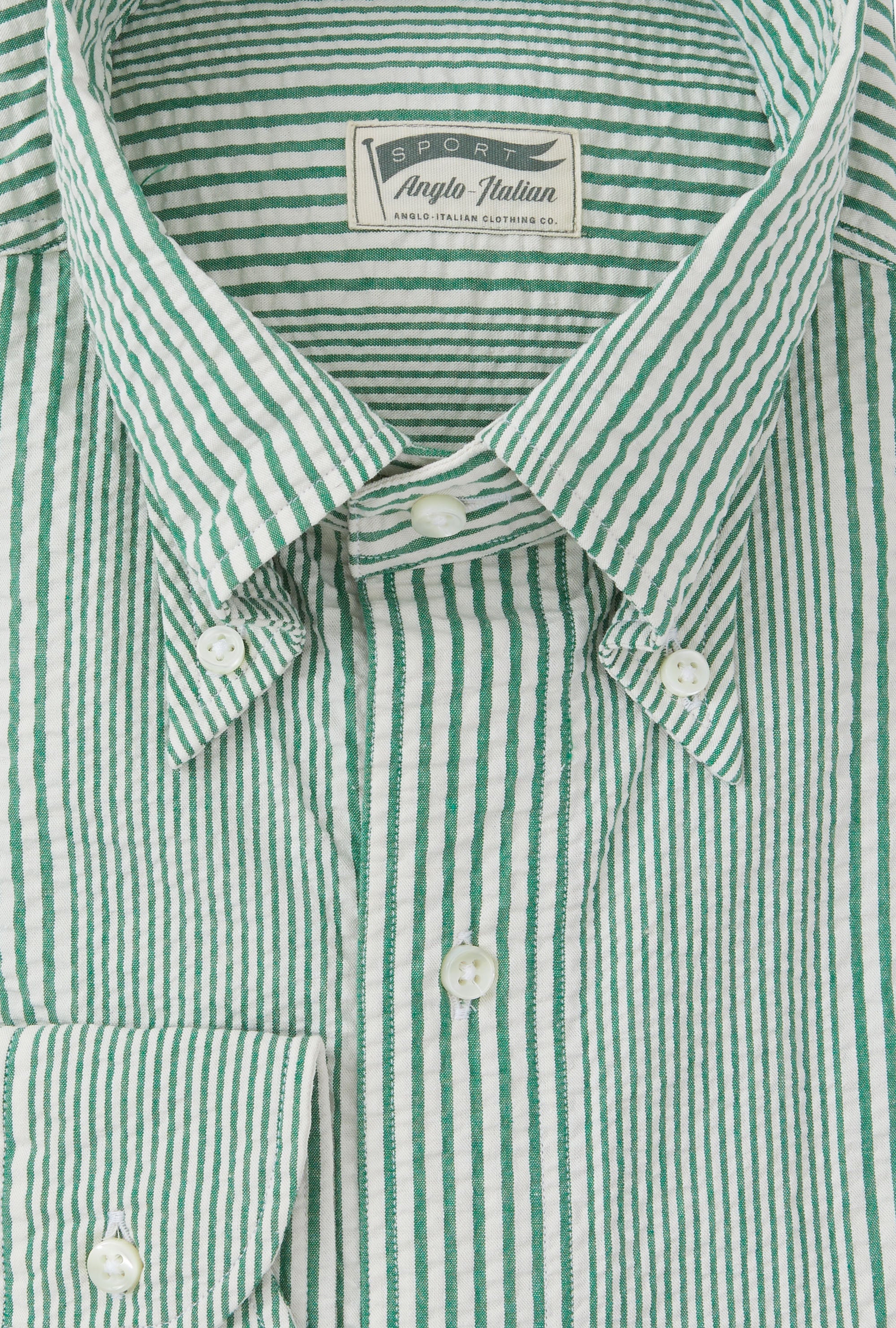 Grande Shirt Seersucker Emerald Stripe