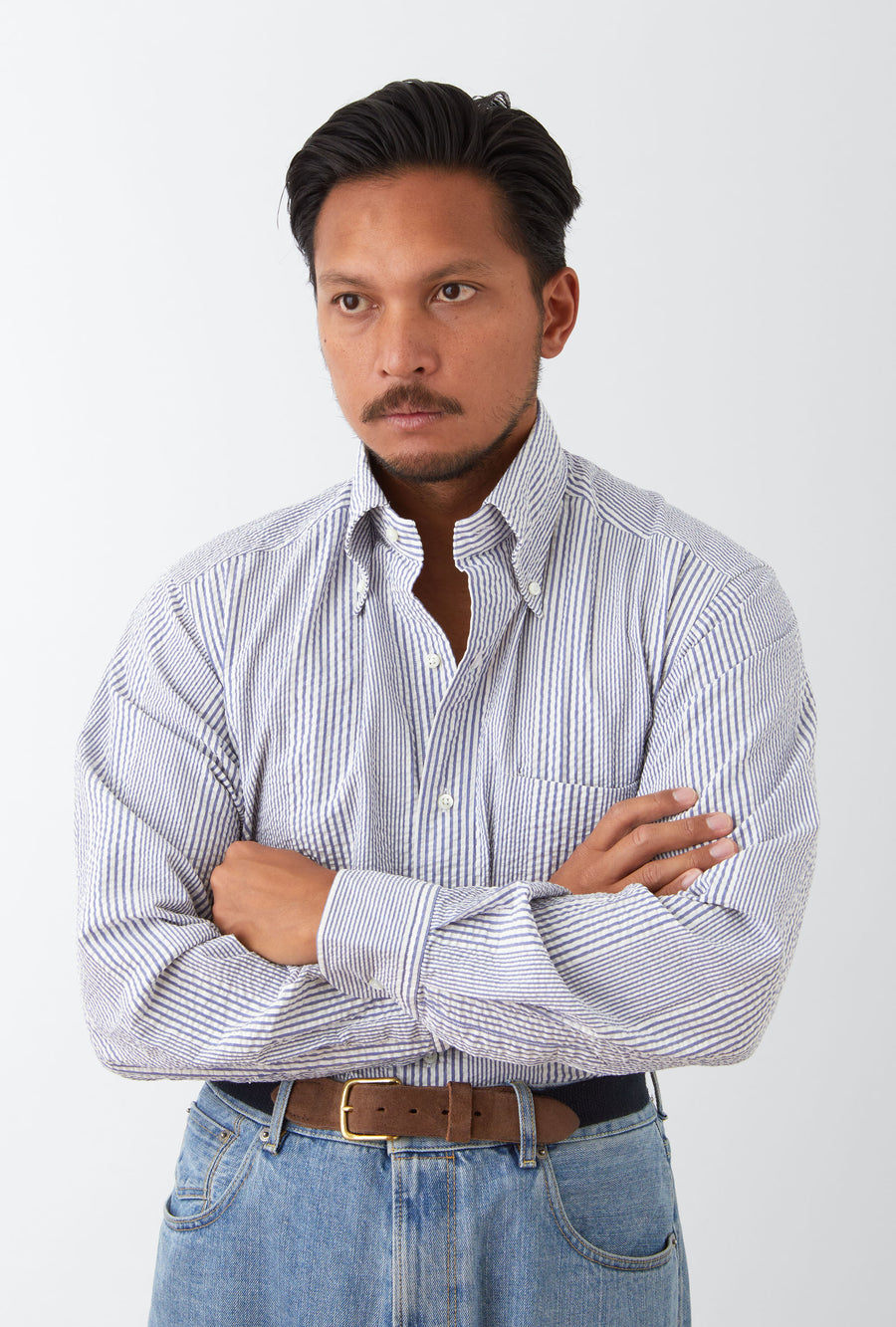 Grande Shirt Seersucker Royal Blue Stripe