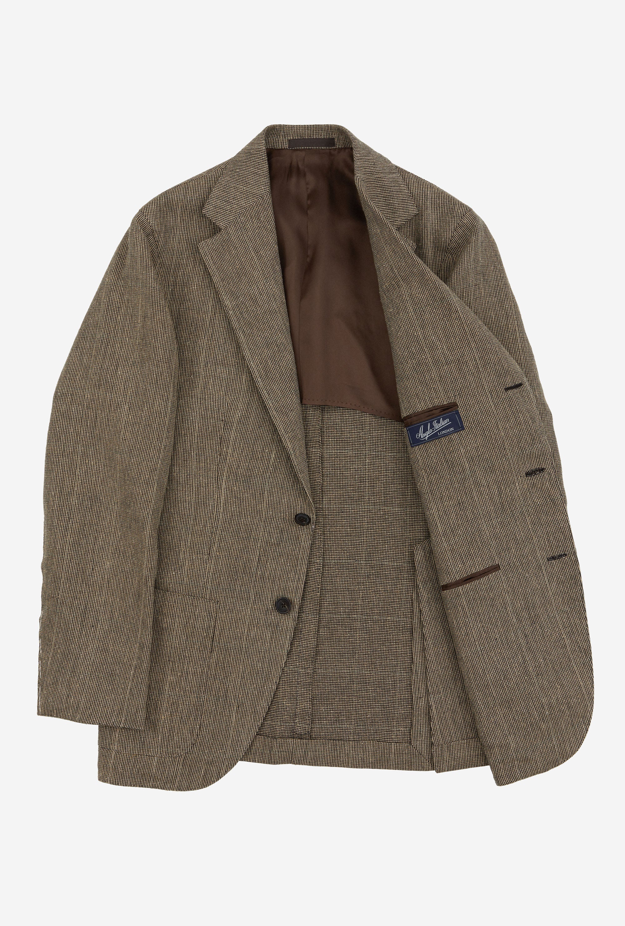 Sport Jacket Linen-Cotton-Silk Wheat Tickweave Forest Overcheck