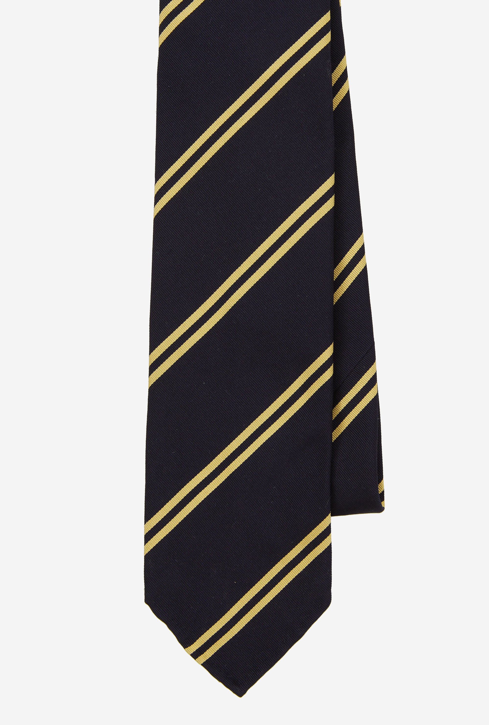 Mogador Silk Tie Navy Gold Stripe