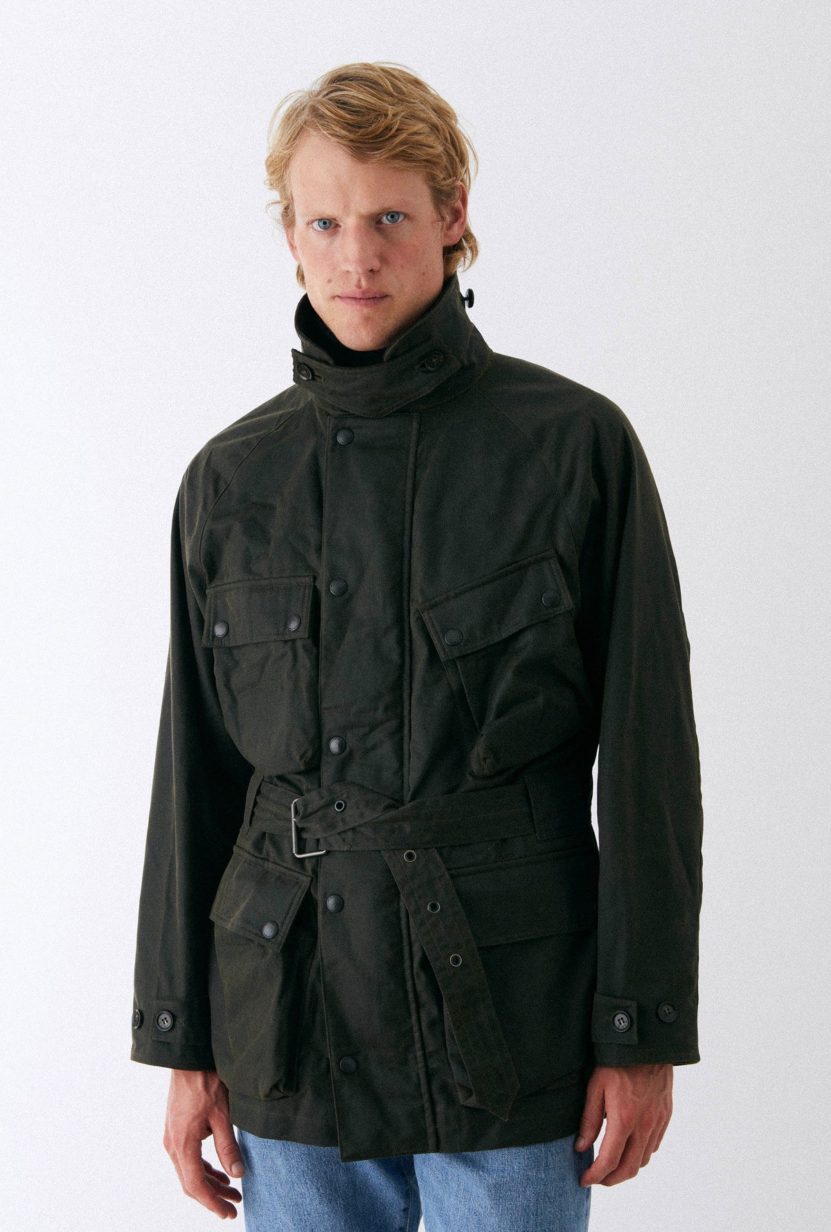 Moto Jacket Waxed Cotton Olive
