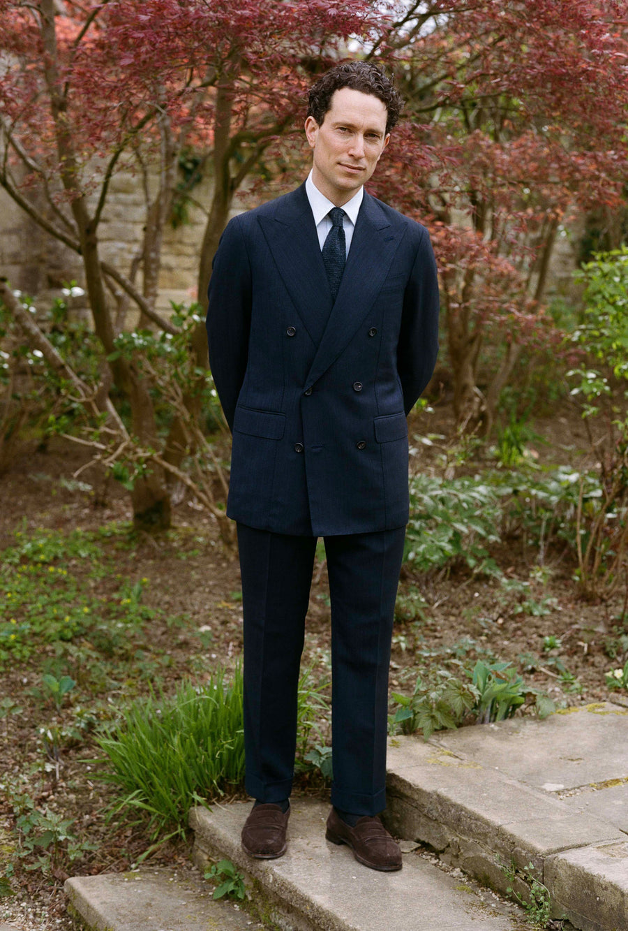 Suit Double Breasted Twisted Wool-Mohair Airforce Blue