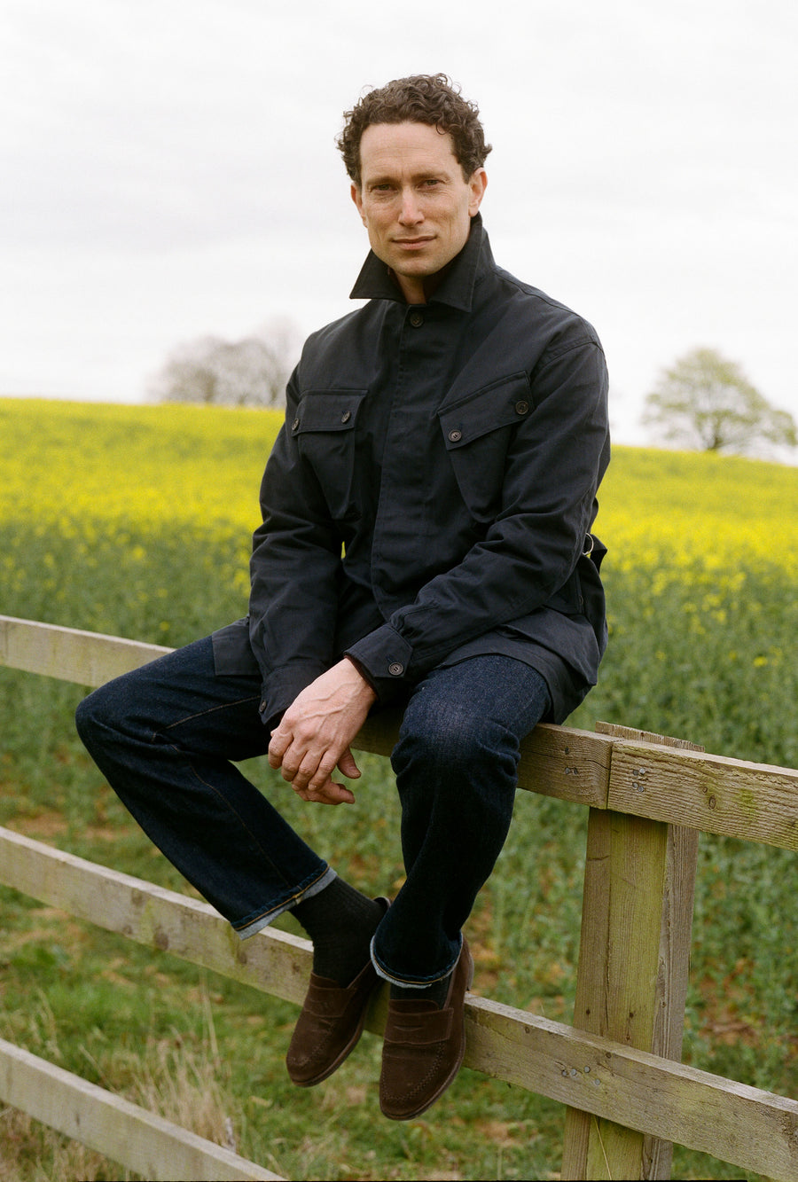 Field Jacket Waxed Cotton Canvas Navy
