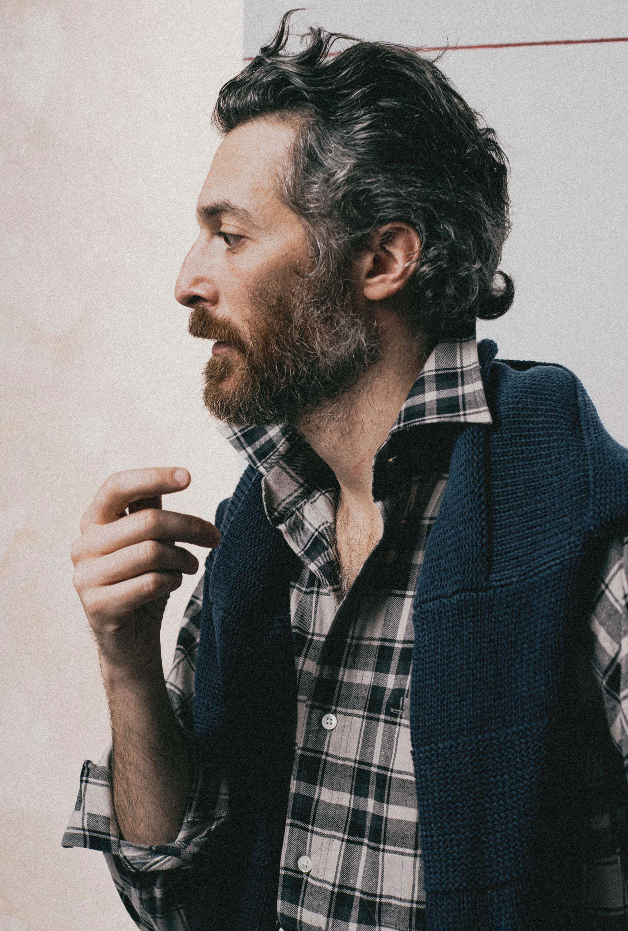 Mechanics Shirt Cotton Silk Ecru Grey Check