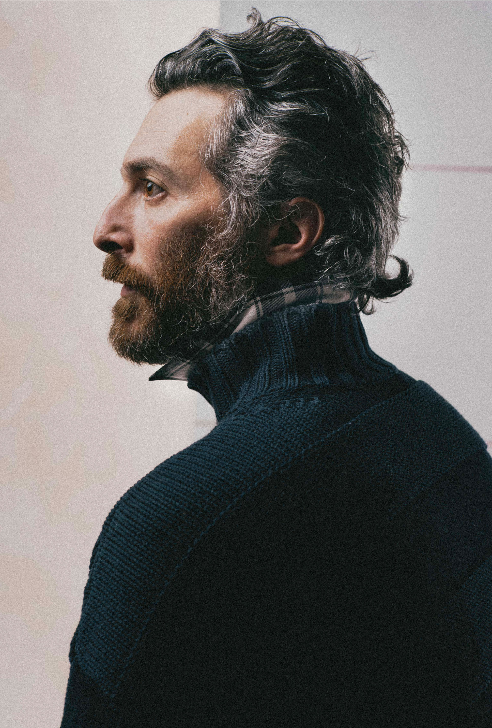 Mockneck Cotton Navy Stripe