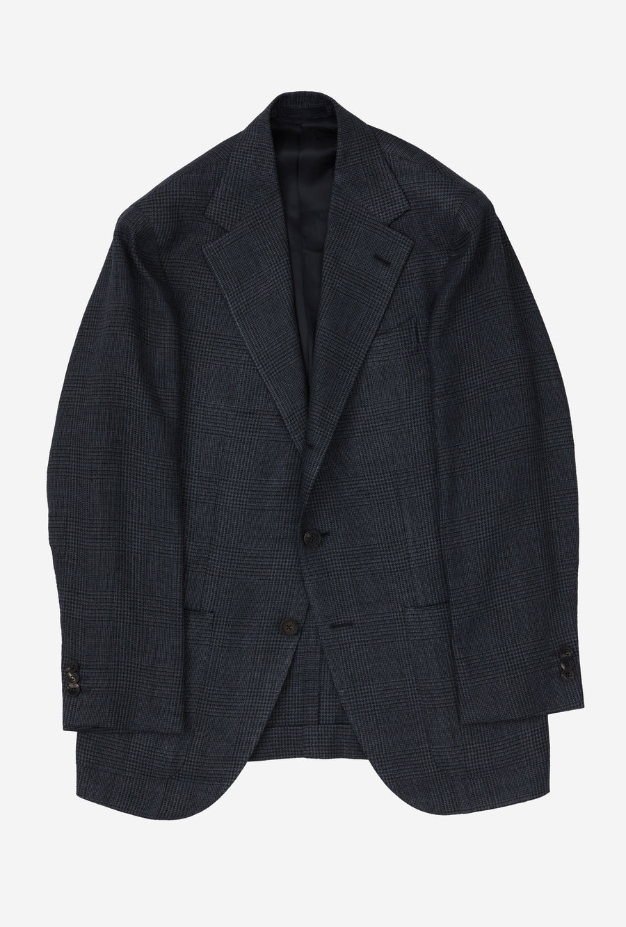 Sport Jacket Silk Linen Navy Glen Plaid