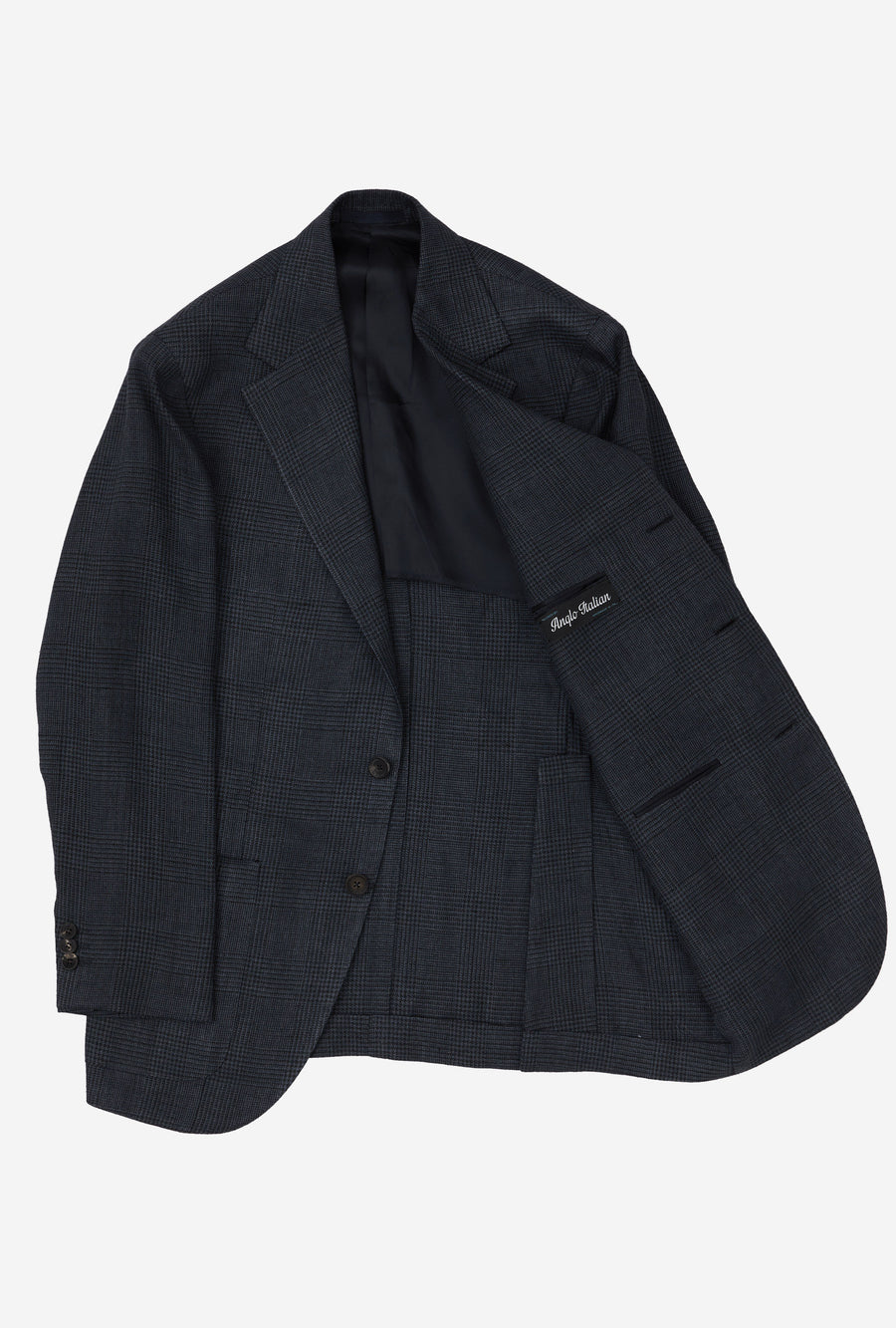 Sport Jacket Silk Linen Navy Glen Plaid