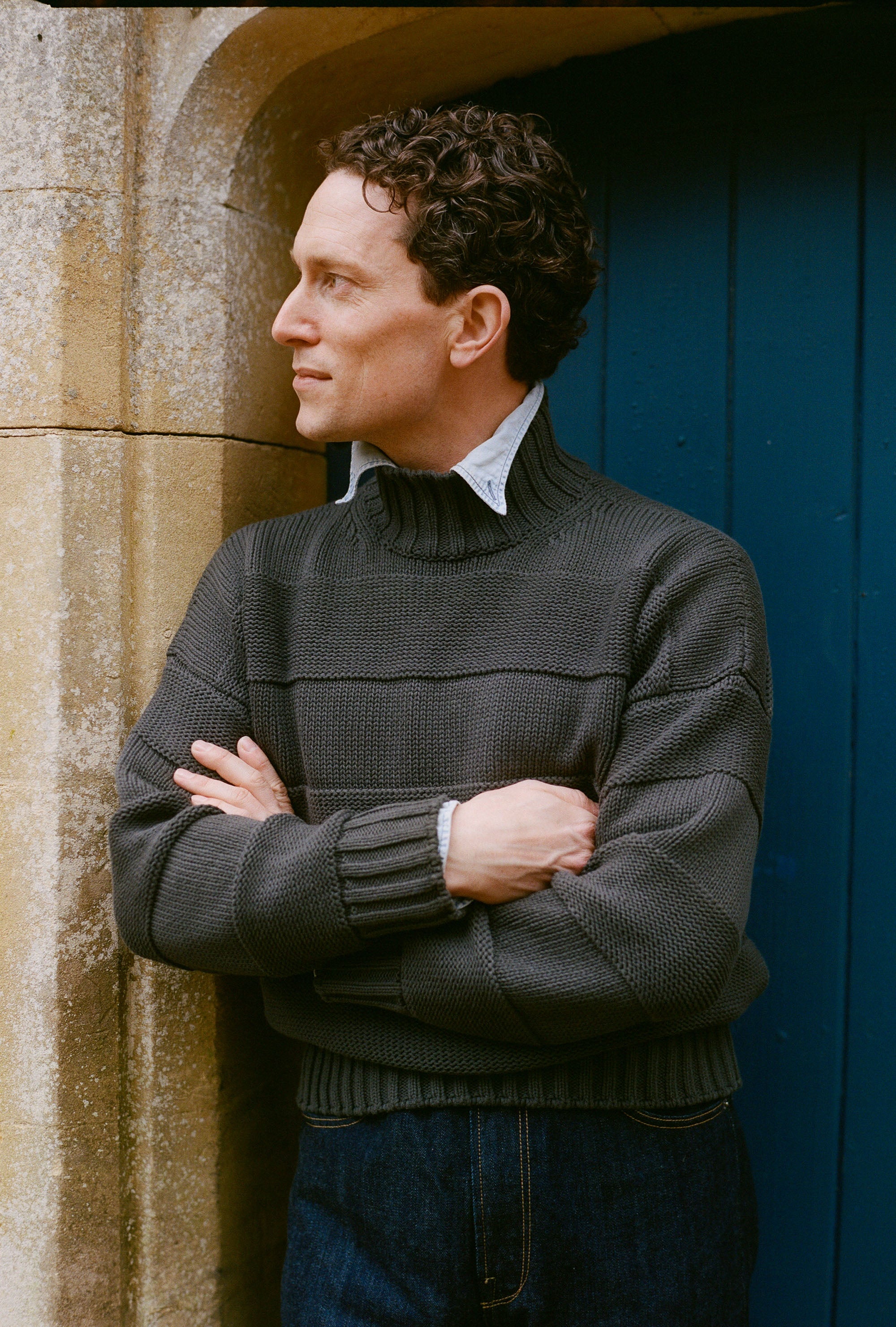 Mockneck Cotton Steel Stripe