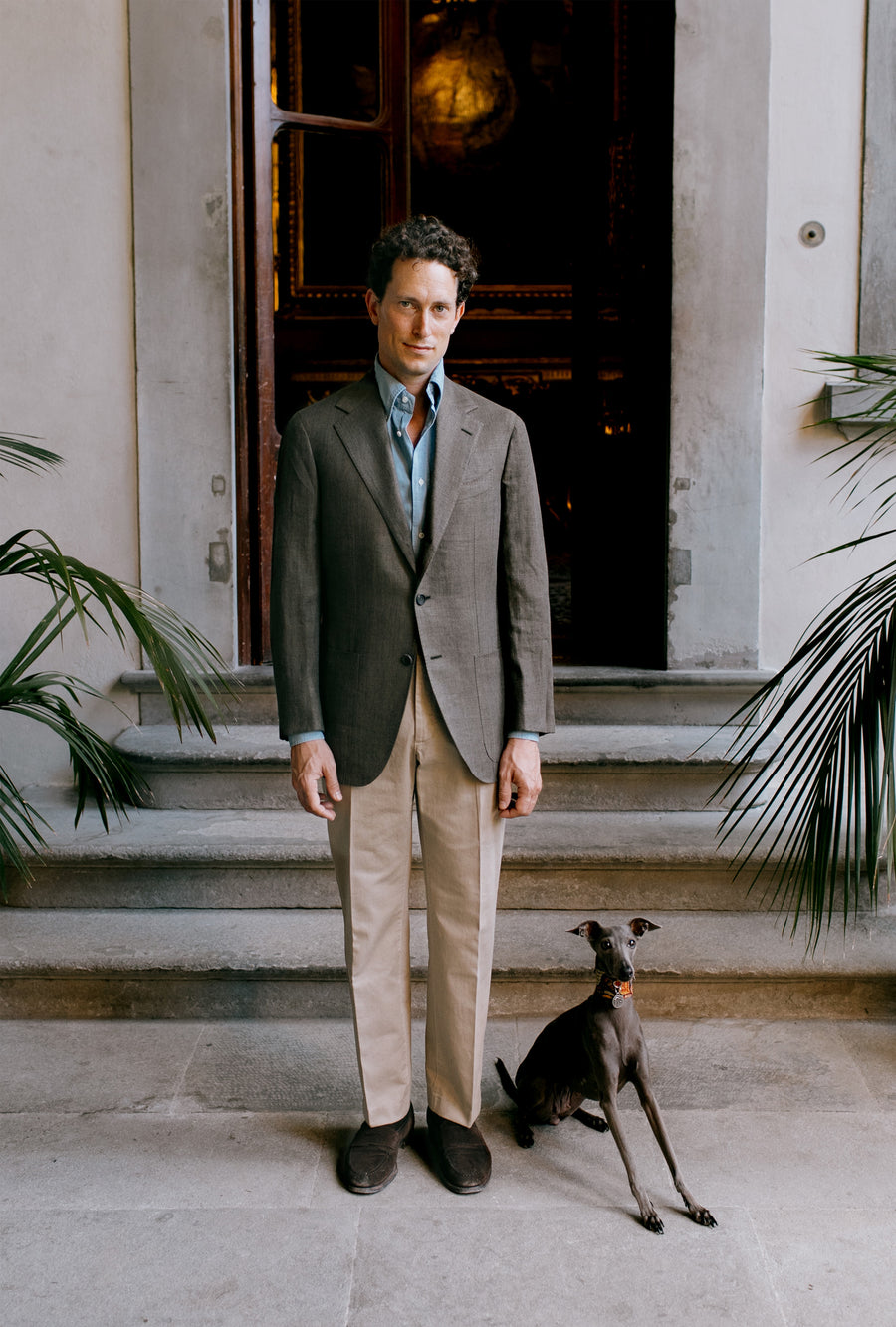 Sport Jacket Silk Linen Olive Herringbone