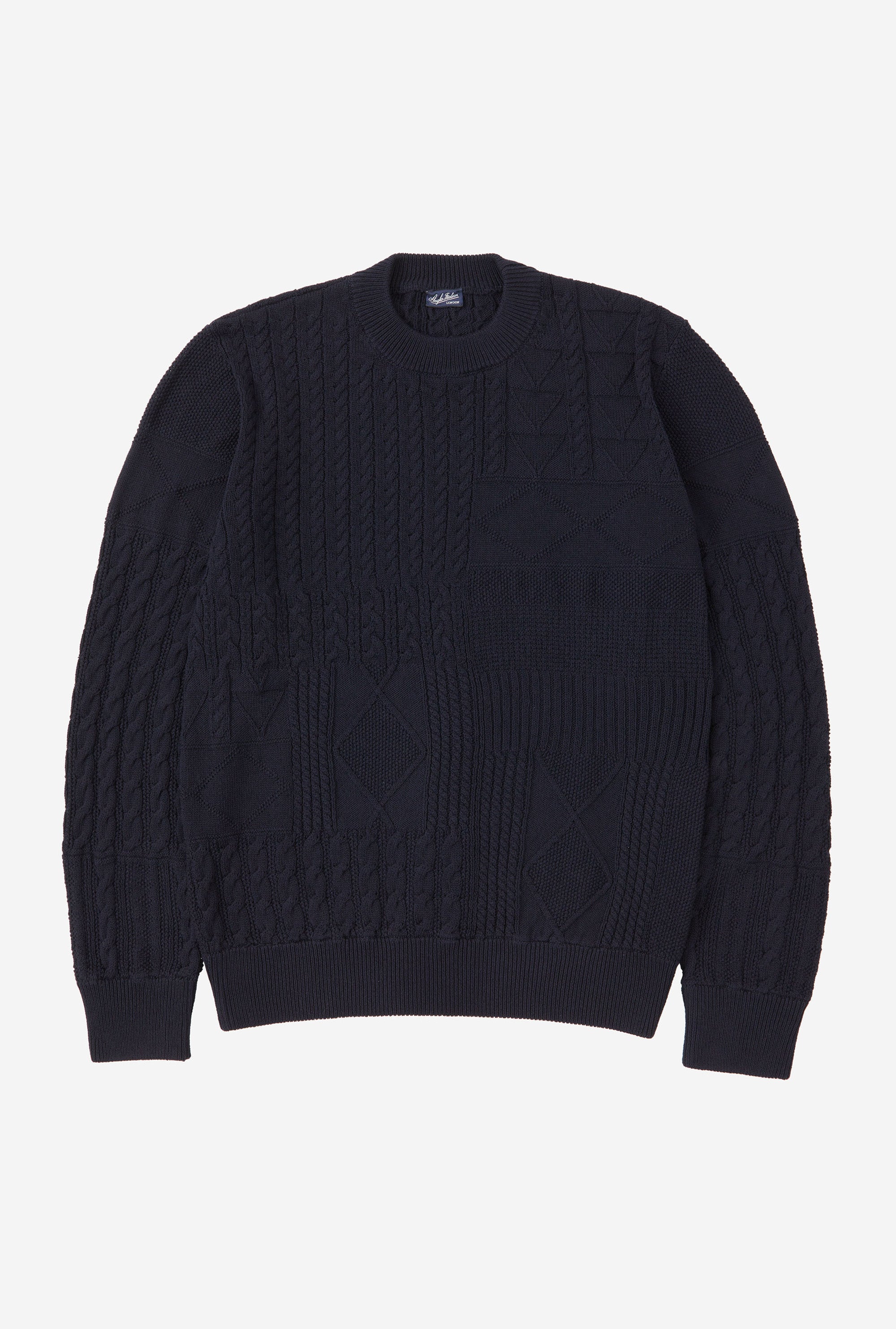 Crewneck Cotton Navy Patchwork