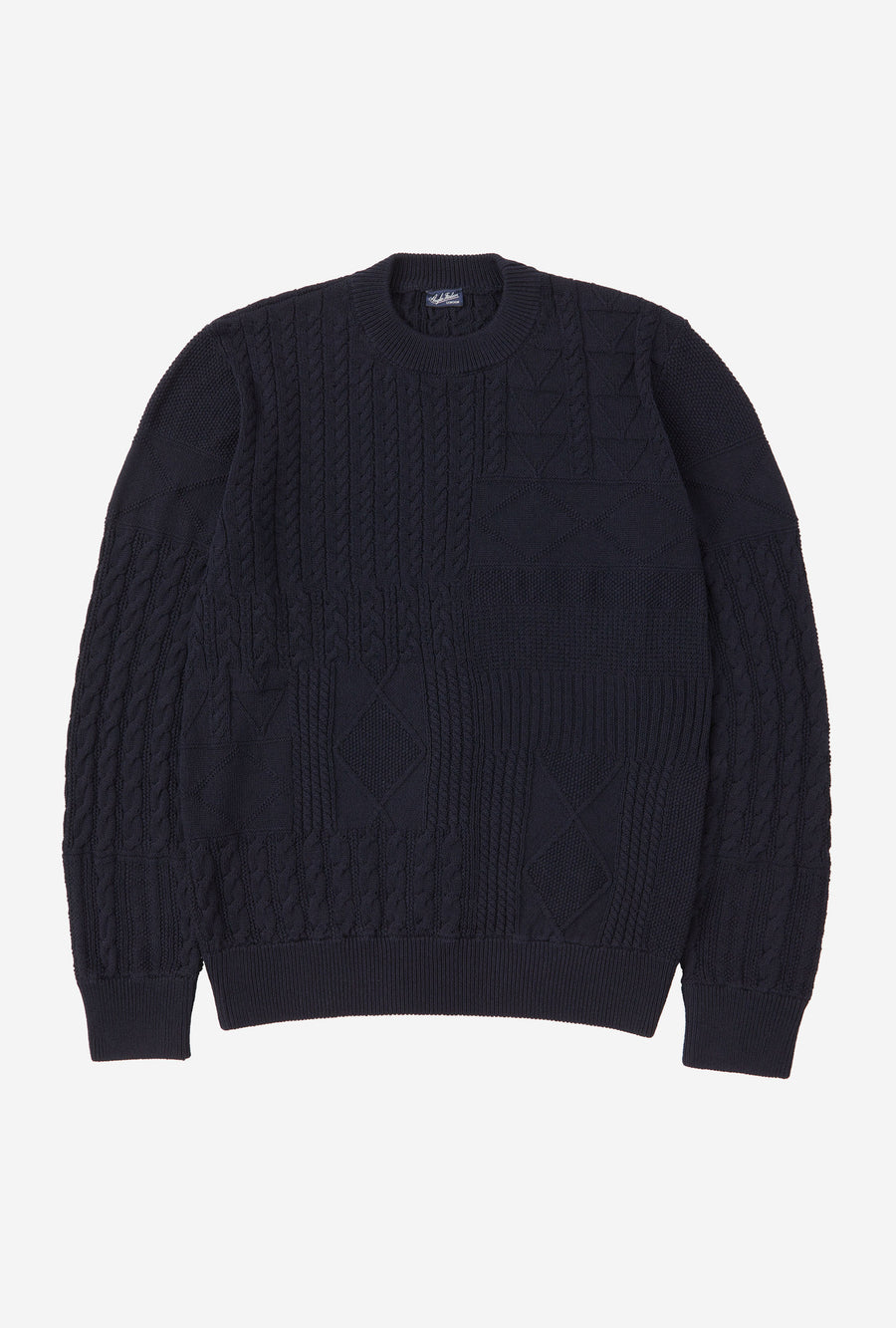Crewneck Cotton Navy Patchwork